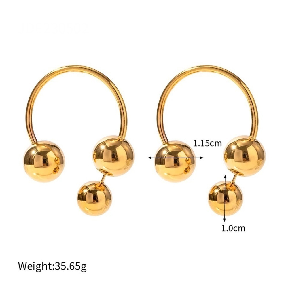 18k Gold Plated Exaggerated Planet Stud Earrings - Picture 5 of 9